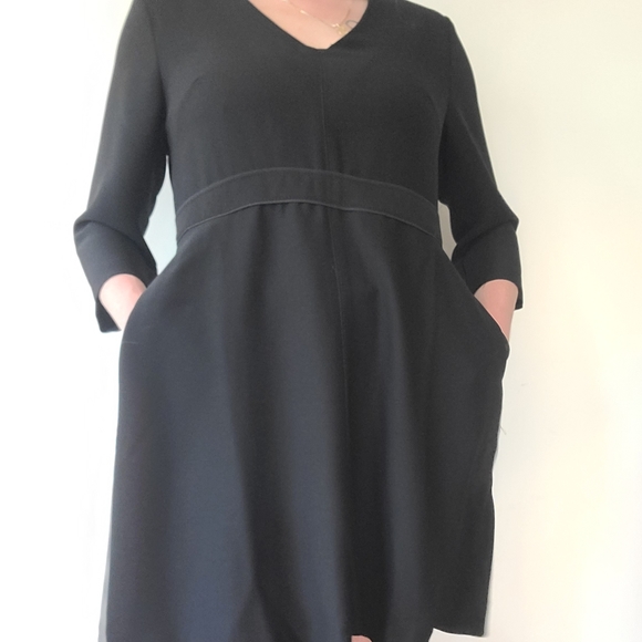 Black Professional Banana Republic Knee Length Dress With Pockets - Picture 2 of 5